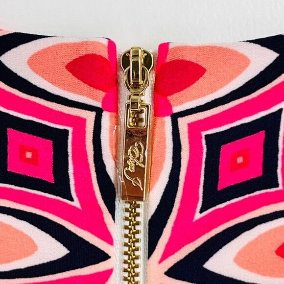 Eliza J Women's Geometric Sheath Dress Size 16 Knee Length Half Sleeve Pink - Picture 7 of 13